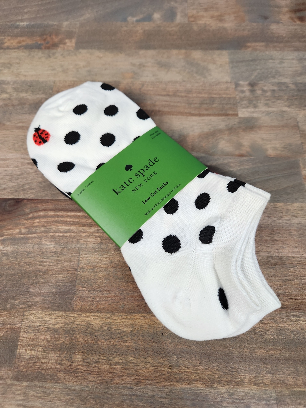 kate spade Women's White Polka Dot Low Cut Socks